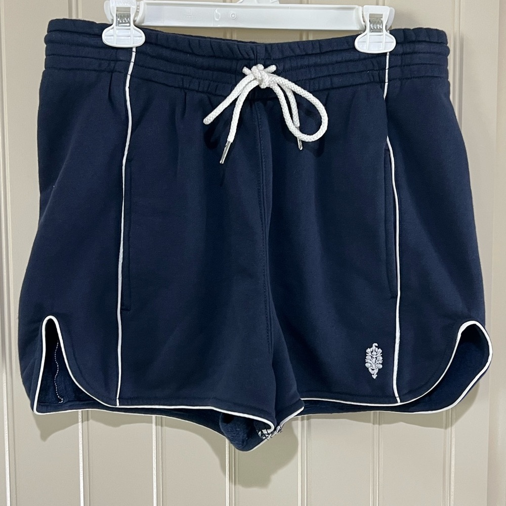 FP Movement by Free People Navy High-Waist Athletic Shorts with White Piping - Picture 2 of 8
